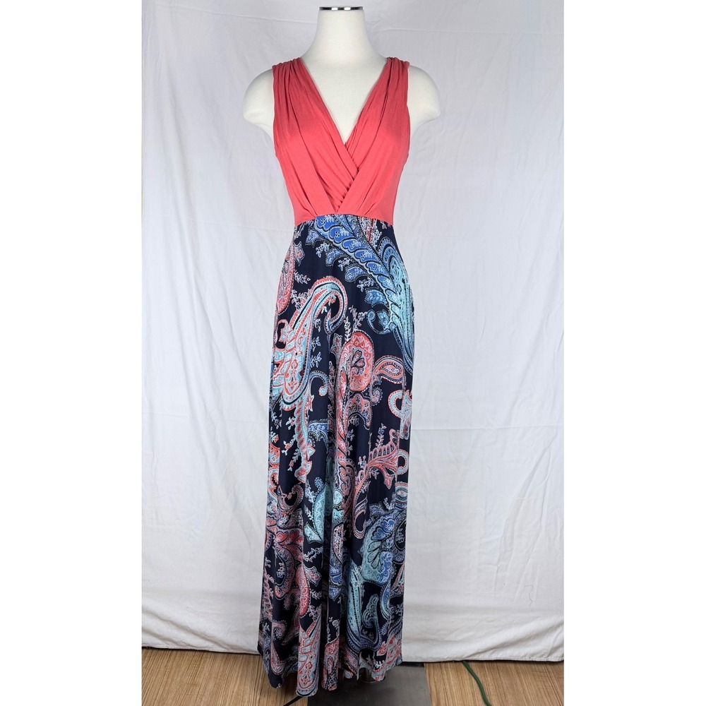Gilli Paisley Maxi Dress V-Neck Soft Boho Colorful Beach Resort Casual Tropical